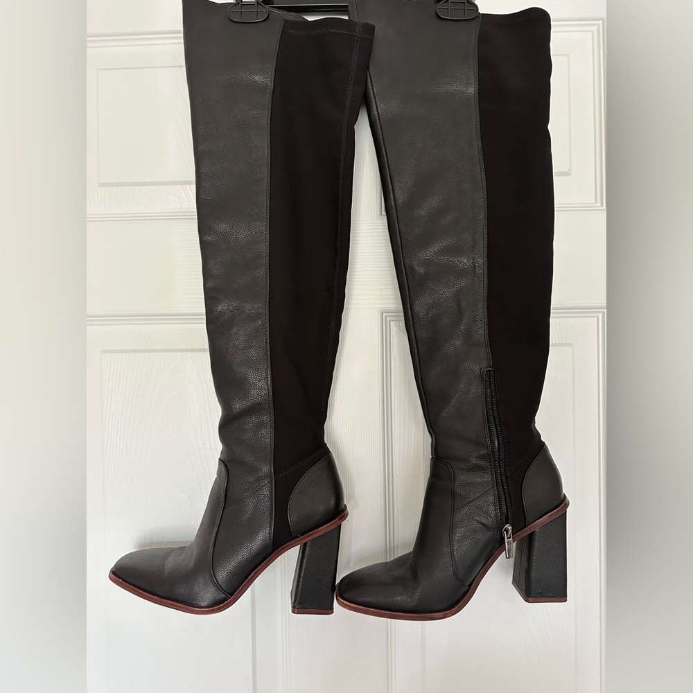 Vince Camuto black/brown over the knee boots